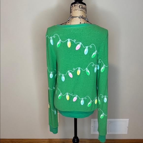 Wildfox Festive Green Sweater with Holiday Lights - Picture 5 of 12